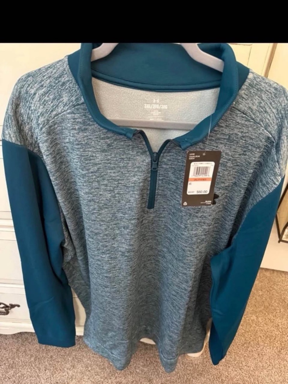 Under Armour Teal and Heathered Gray Quarter-Zip Sweater